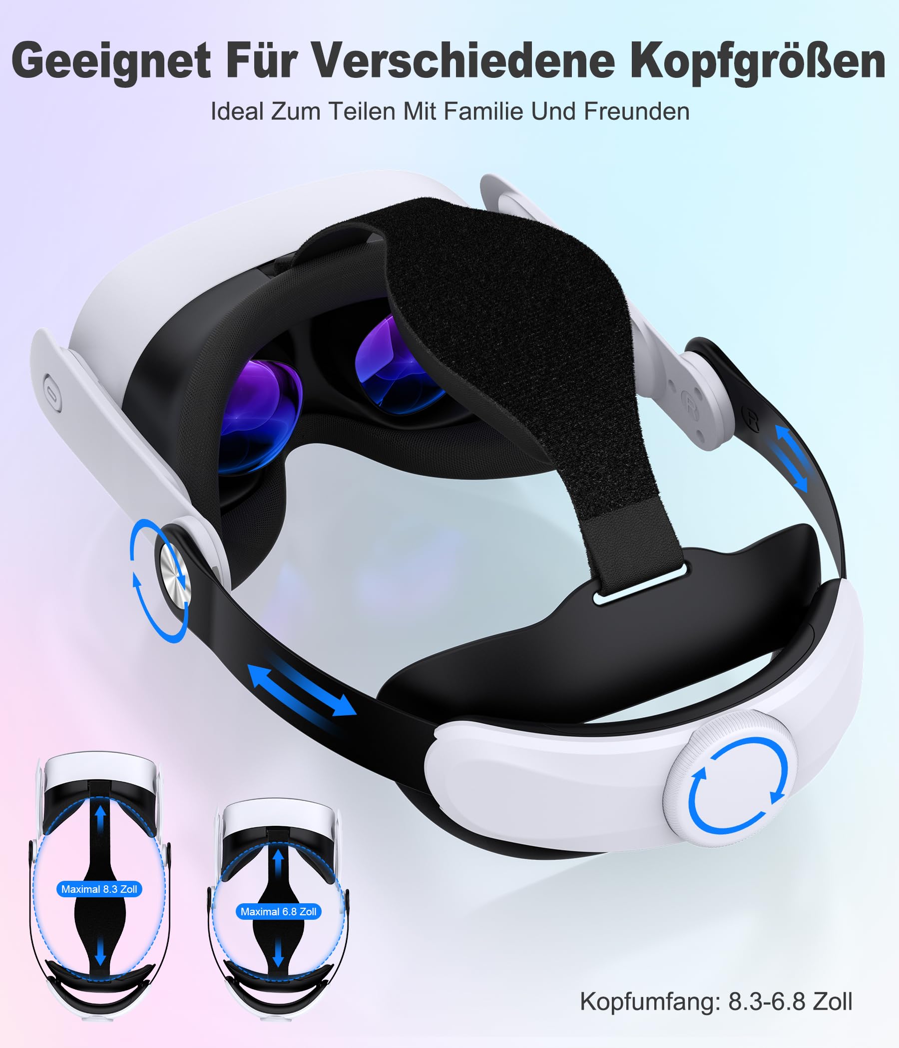 Headstrap leggero compatibile con Quest 3/3S/ Quest 2, comoda fascia magnetica VR per accessori Meta Quest 3/2, set di cinghie regolabili, supporto e comfort migliorati