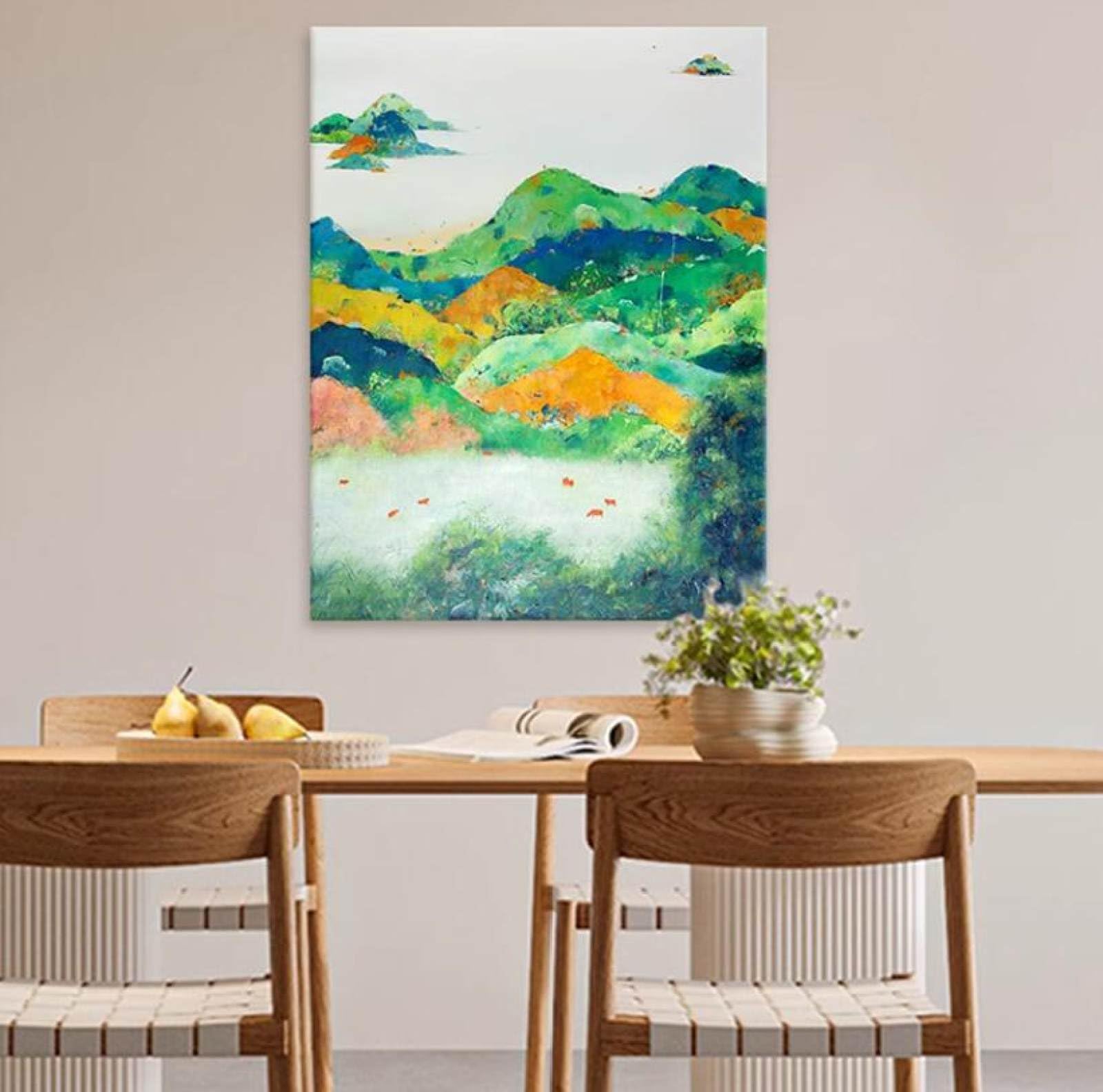 Peinture Wabi-Sabi abstraite grand format pour habiller un grand mur blanc de salon