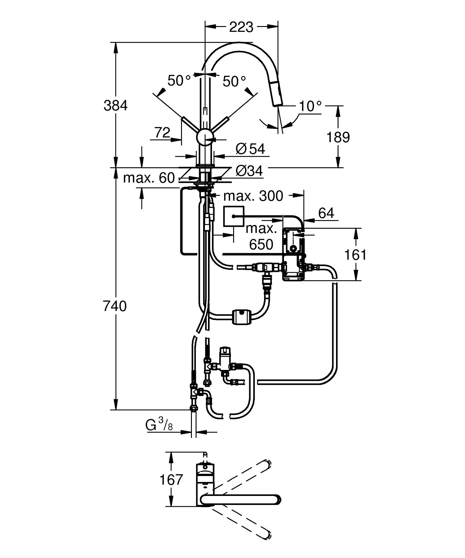 Grohe 31358002 Minta Touch Rubinetto Miscelatore Monocomando Elettronico, Bocca C, Elektronische Batterie, Cromo