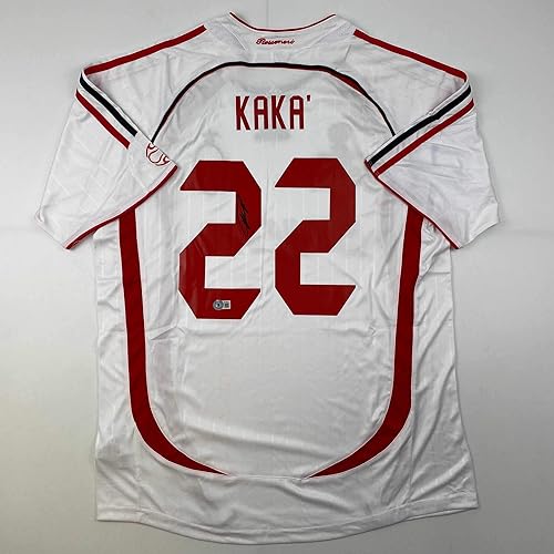 AutographedSigned Ricardo Kaka AC Milan White Soccer Futbol Jersey Beckett BAS COA