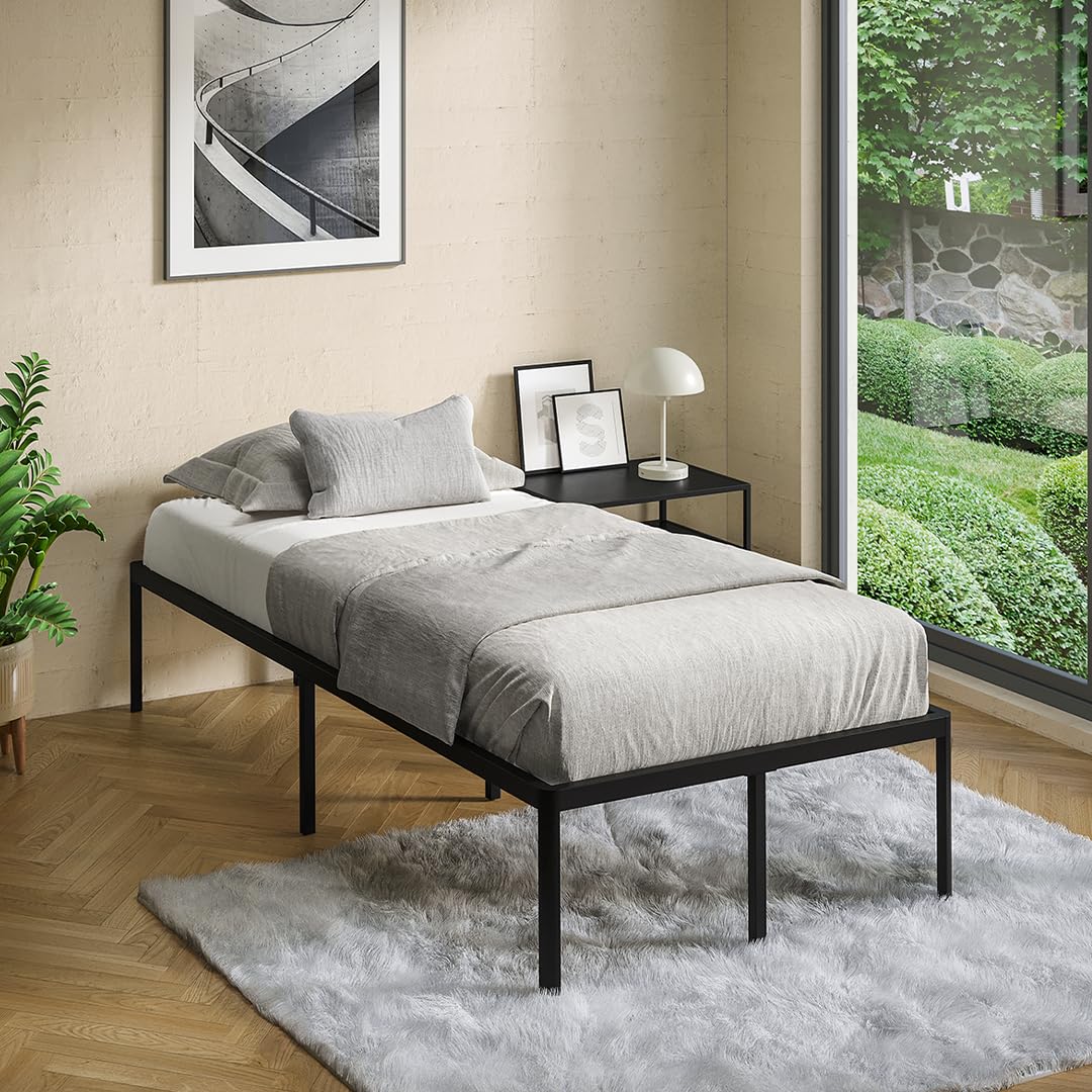 STEELSØN Situla Metallbett 90x200 cm – Bettgestell mit Lattenrost – Stabiler Bettrahmen in schwarz – Bett Metall mit Stauraum – minimalistisches Einzelbett