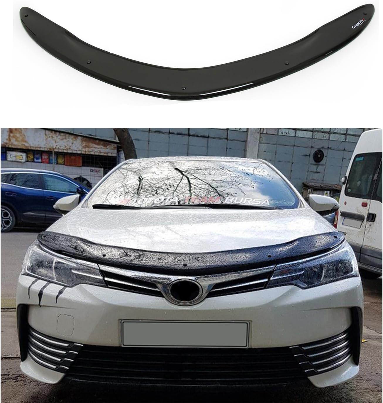BMY Hood Deflector/Front Bug Shield Compatible for Toyota Corolla 2013-2017 Hood Guard Bonnet Protector | Particles & Bug | Car Accessories