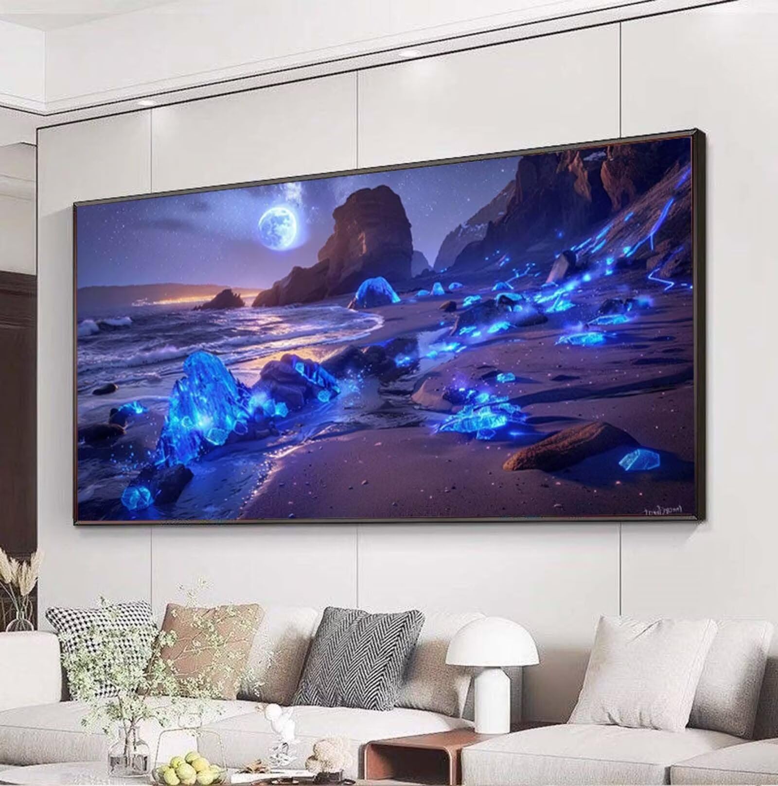 Diament Malarstwo Dorosły Duży Format Plaża, 5D Diament Haft Diamentowy Kompletny zestaw, Krajobraz Ścieg krzyżykowy Cyrkonie Diament Sztuka Kreatywne wypoczynek Dorośli, Dekoracja ścienna do domu 60