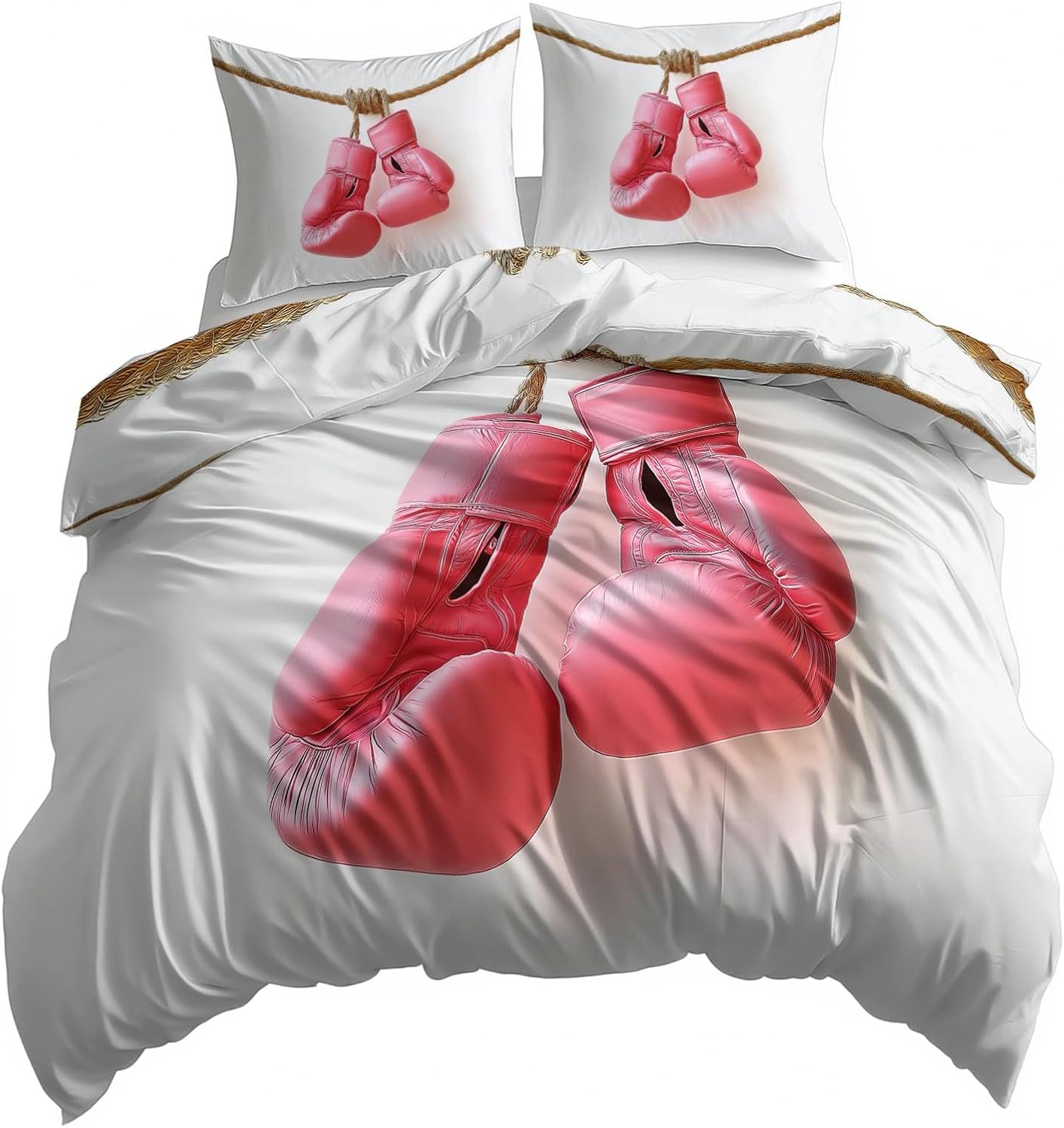 Funda Nordica Cama 180 Guantes de Boxeo Microfibra 3D Funda Edredon 260 x 240 cm Boxeo Ligero Transpirable Ropa de Cama con Cremallera y 2 Fundas de Almohada c-2610