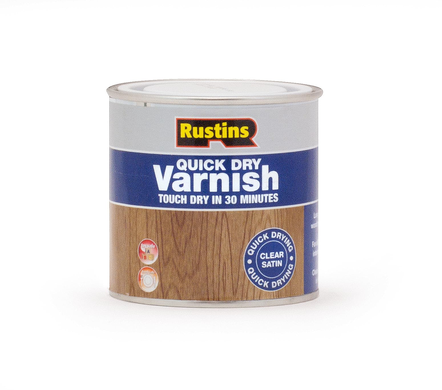 Rustin's Quick Dry Varnish Satin Clear 250Ml Avsc250 Â Low Odour, Non-Toxic, Touch Dry 20 Min, Recoat 2 Hours, Water Clean-Up 5015332000128