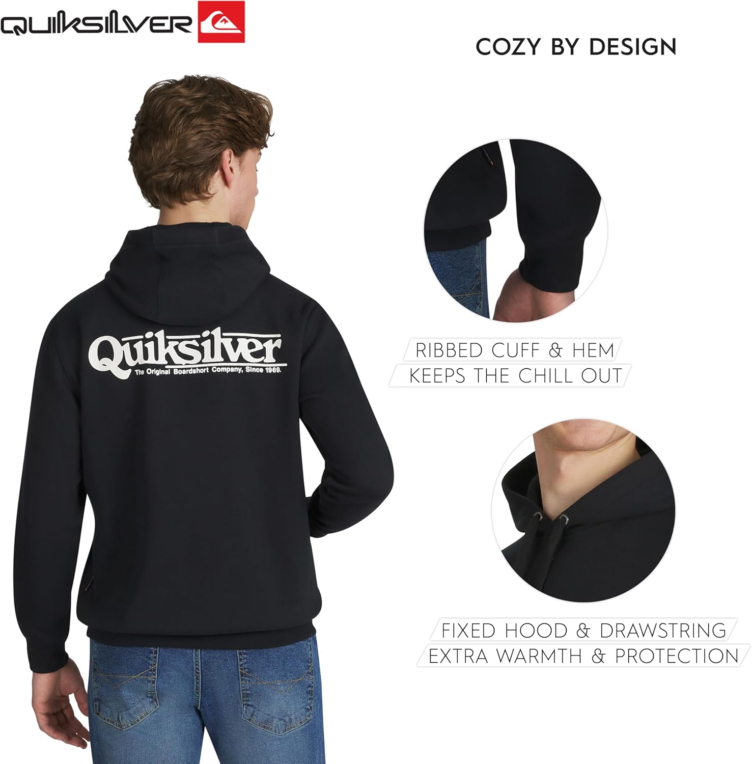 Quiksilver Men's Regular Fit Super Soft Fleece Midweight Pullover Hooded Sweatshirt - Image 4