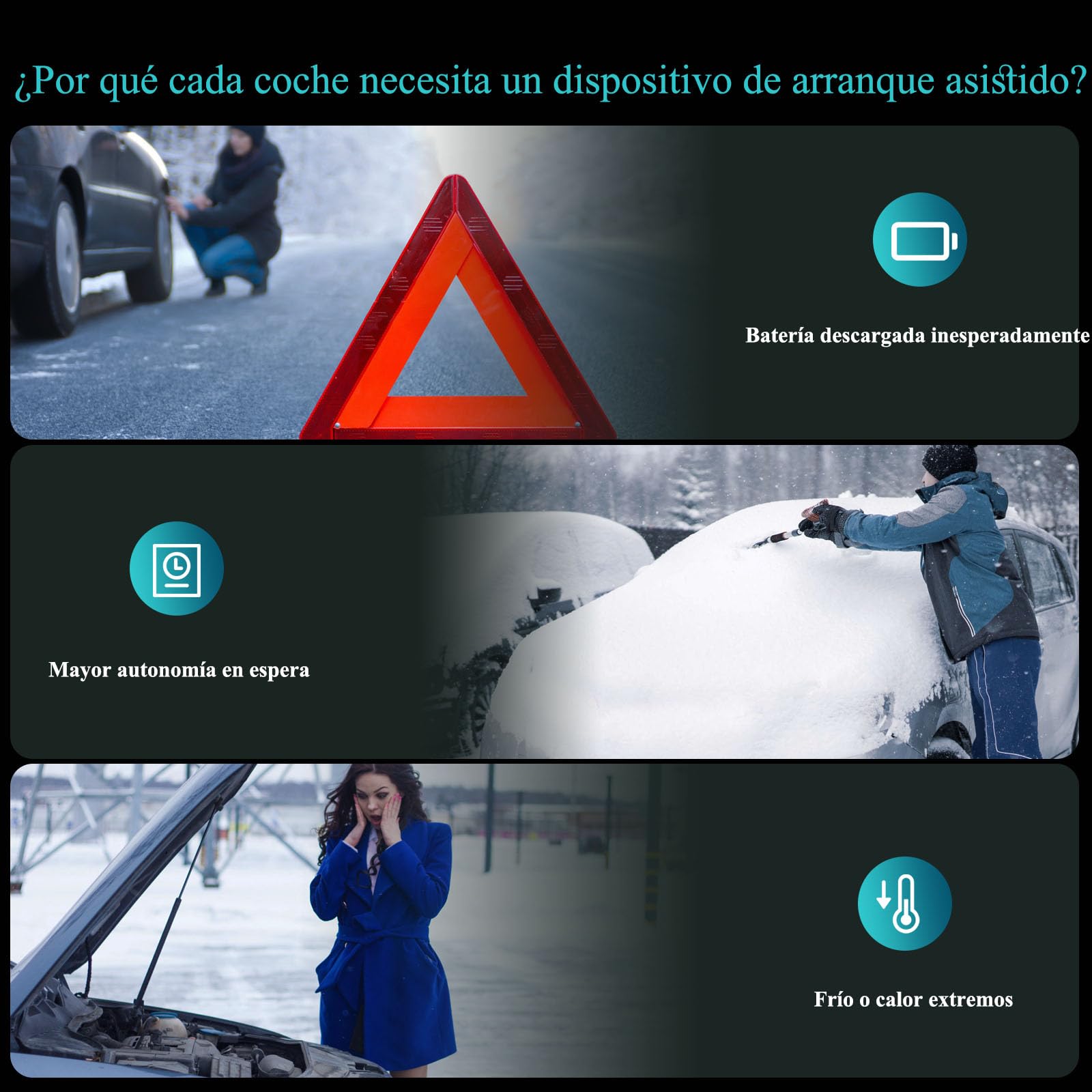 Arrancador de Baterias de Coche 7000A con Compresor,160PSI Inflador de Neumáticos,27000mAh 12V Jump Starter (Todo Gasolina o 8.0L Diésel),Doble LED con 4 Modos de Luz,Pantalla LCD, Kit de Viaje