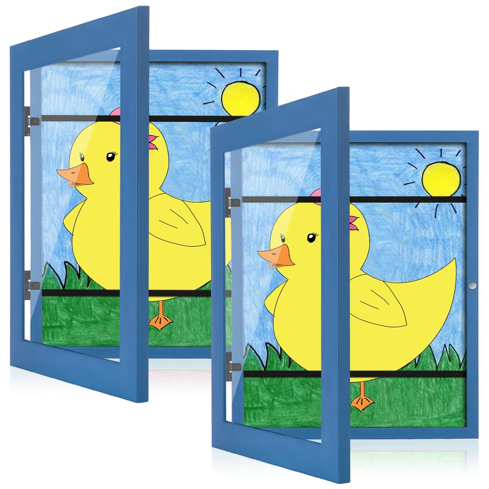 [2-Pack] Kids Art Frames, 8.5x11 Front Opening Kids Artwork Frames Changeable, Dark Blue Artwork Display Storage Frame for Wall, Holds 50 Pcs, for 3D Picture, Crafts, Children Drawing, Hanging Art,
