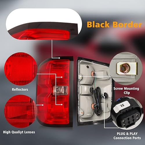 Miniatura 4 de Tektend Conjunto de luz trasera compatible con Chevy Silverado 1500 2500HD 3500HD 3500HD 2014-2015 con arnés de cableado, luces traseras de