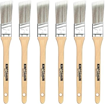 King Origin 6 PCS Paint Brushes, 1 Inch Angled Paint Brush | Wood Handle, Dense Bristles for Smooth Finish, Small Paint Brush for Painting Walls, Trim, Art, Craft