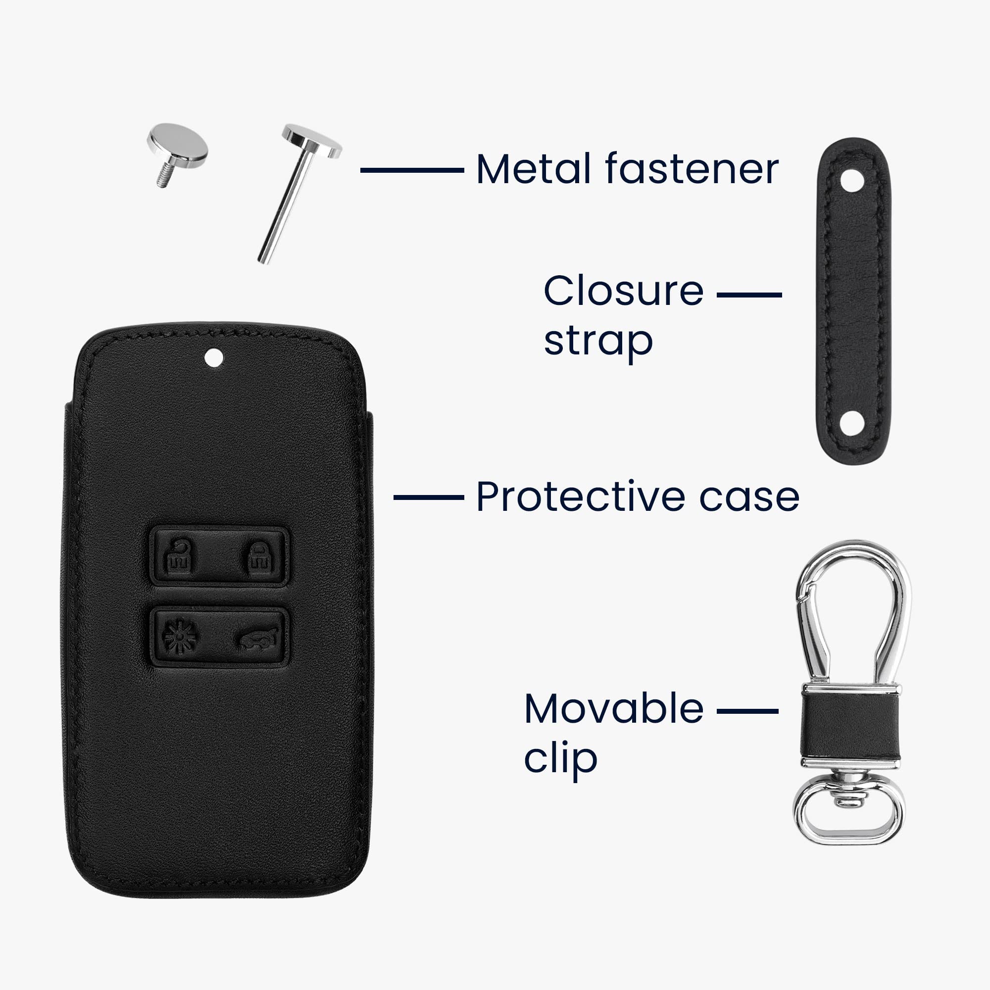 kwmobile Car Key Accessory Compatible with Renault Smart Key 4-Button (Keyless Go Only) – Protective Case in Imitation Leather – Painted Heart White/Black - 4