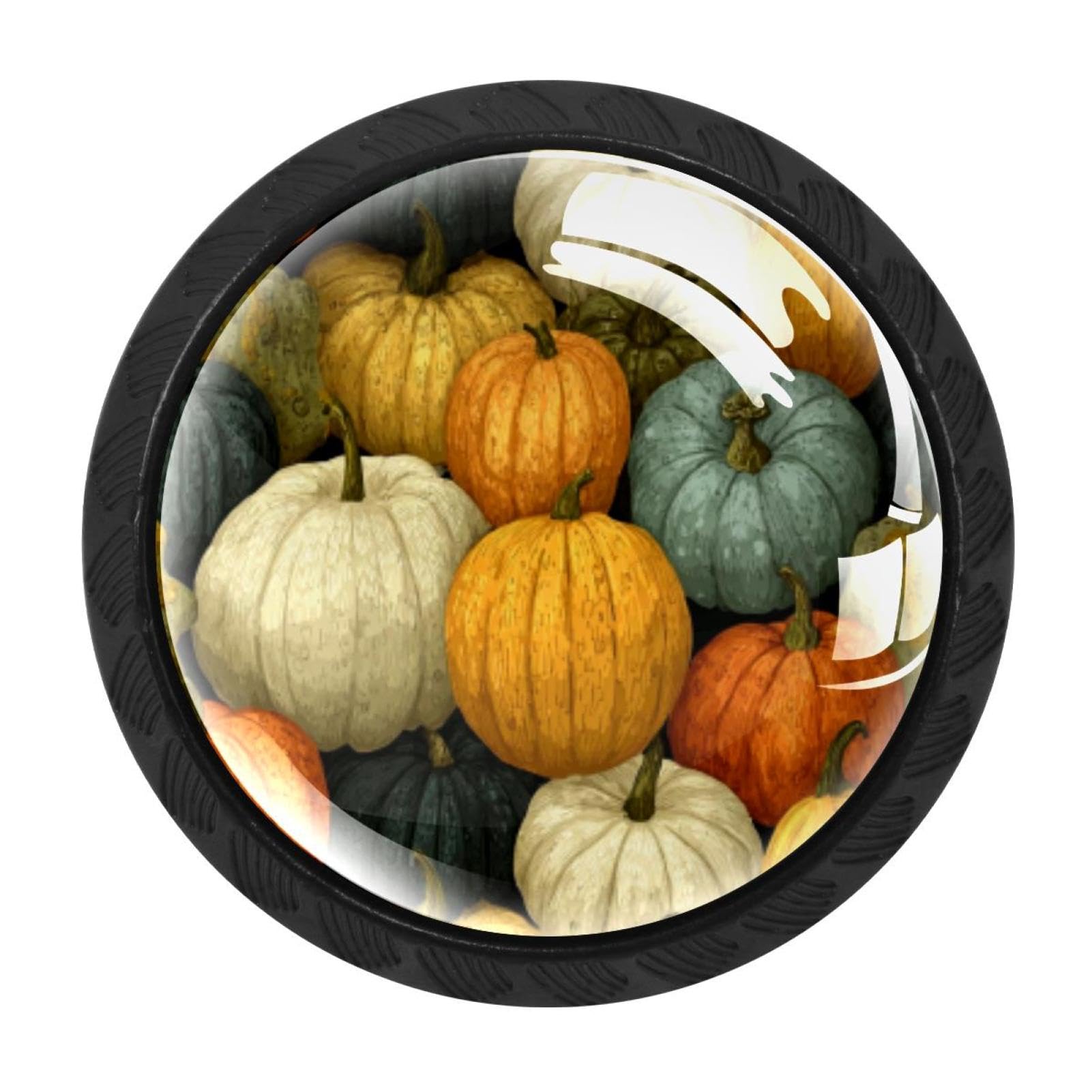 CHENZZZZ 4 Pack Halloween Pumpkins Pattern Dresser Drawer Cabinet Knobs Black Round Drawer Knob Pull Handle with Screws for Kitchen Wardrobe Cupboard Furniture Decor