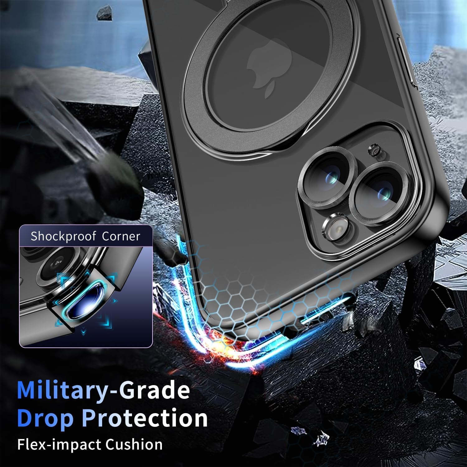 Coque magnétique pour iPhone 13 avec support invisible [compatible avec MagSafe] [protection complète de l'objectif de l'appareil photo] [protection militaire contre les chutes] Antichoc, ne