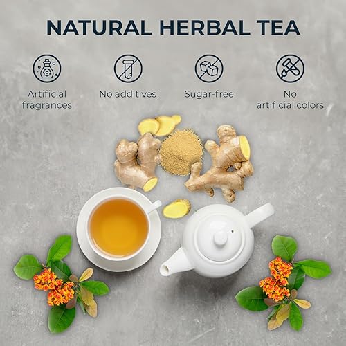 Miniatura 7 de Bolsas de té de jengibre puro con Celastrus Hindsii  55 unidades (+ 5 bolsas de té)  5.15 onzas, mezcla de té de hierbas re-Steep, bolsas a base de