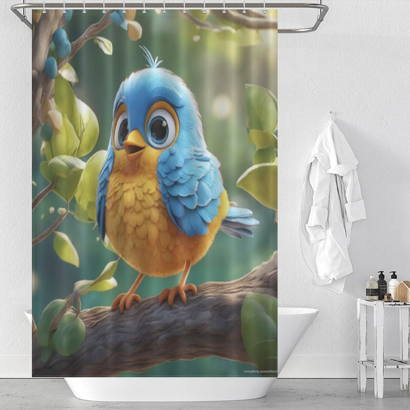 Shower curtain tissu oiseau mignon rideau de douche en textile haut de gamme lavable