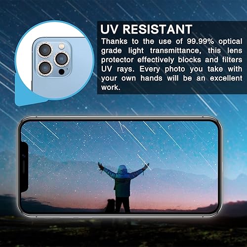 Miniatura 3 de Benkyo Protector de lente de cámara de vidrio templado brillante para mujer, paquete de 2 unidades adecuado para iPhone 13 Pro13 Pro Max Protector