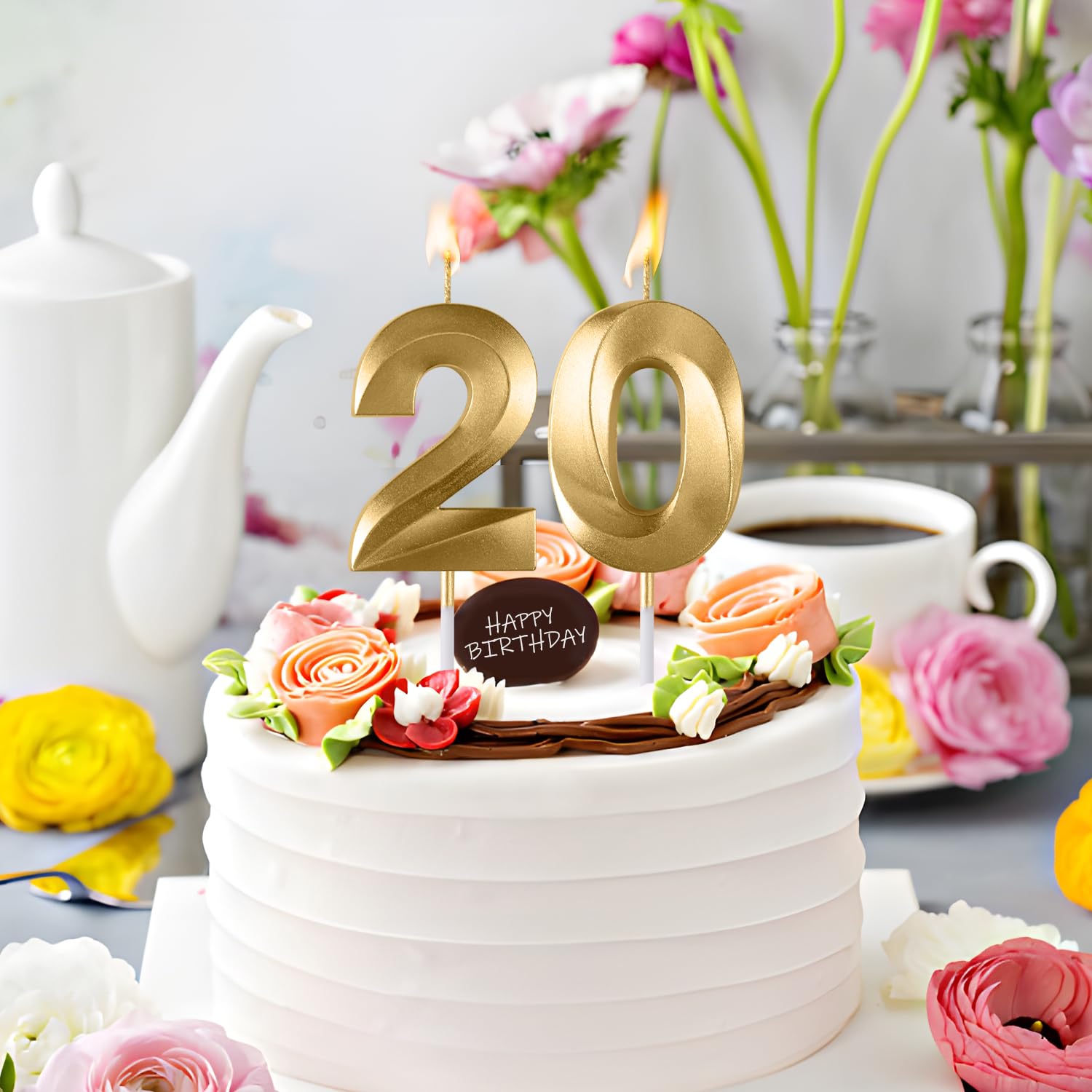 Bougies d'anniversaire chiffres 18 20 30 40 50 60 70 diamant 3D paillettes doré pour gâteau