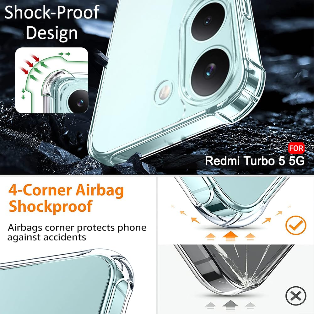 TheGiftKart Crystal Clear Back Cover Case for Mi Redmi Turbo 5 5G / Poco X8 Pro 5G | 360 Degree Protection | Shock Proof Design | Transparent Back Cover Case (PC & TPU, Transparent Bumper) — Amazon image 4