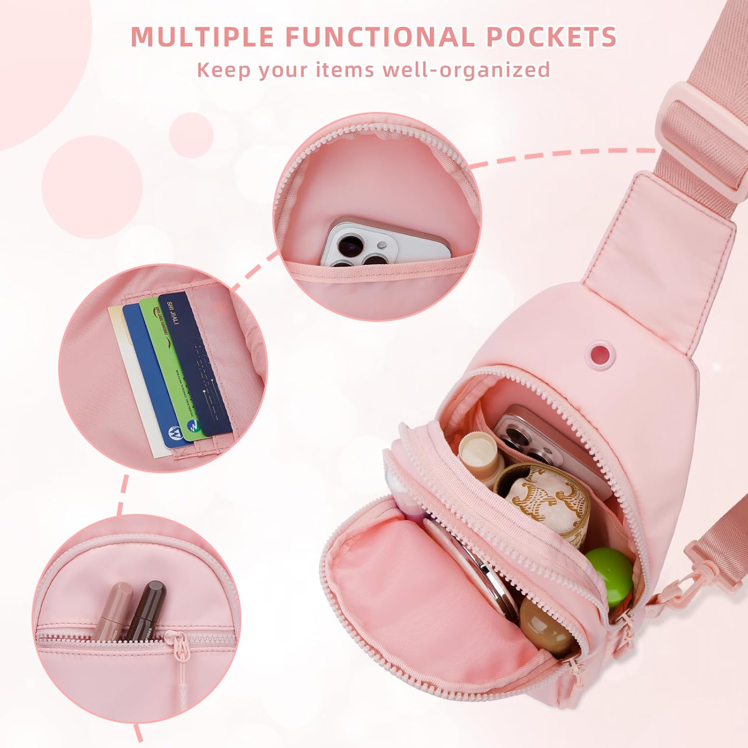 Small Initial Sling Crossbody Bags for Girls Fanny Pack Chest Bag Purse Personalized Birthday Gift - Pink - A - Image 4