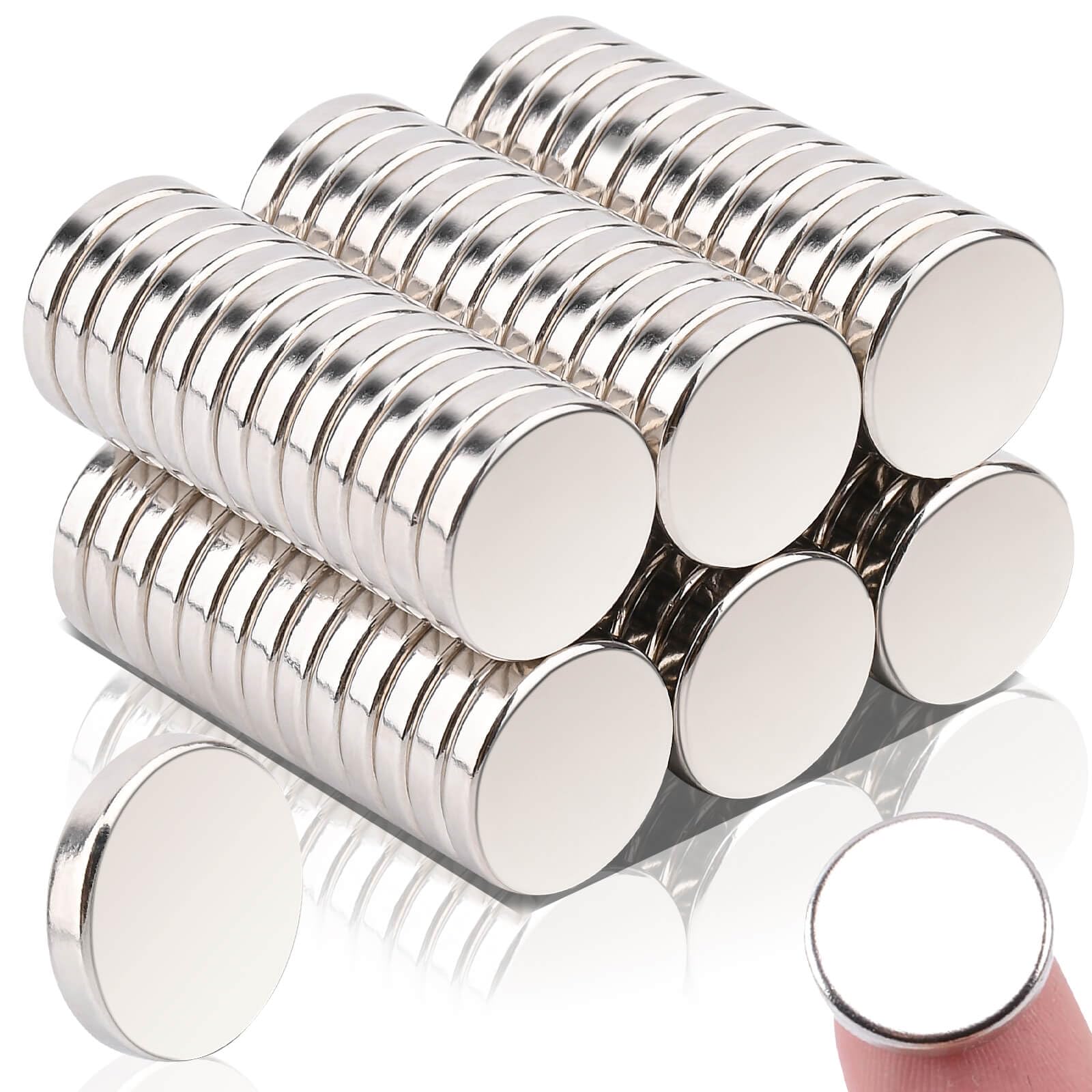 80pcs Super Strong Fridge Magnets, 15x3mm Muti-Use Neodymium Magnets for Whiteboards, Round Magnets Heavy Duty for Crafts, Circle Crafts Magnets for Notice Board Magnets, Refrigerator, DIY Magnets — image 1