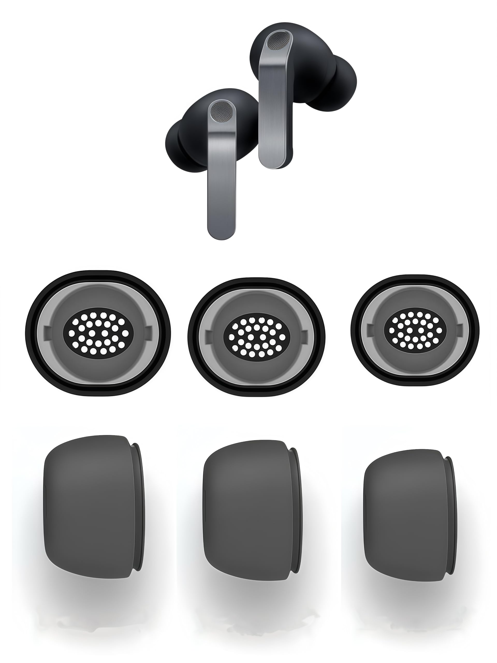 Photo 1 of Wiki VALLEY Silicone Ear Tips for Samsung Galaxy Buds 4 Pro (2026)& Galaxy Buds 3 Pro(2024), 3 Pairs Replacement Eartips with Dust Shield, S/M/L, Fits Charging Case-Black