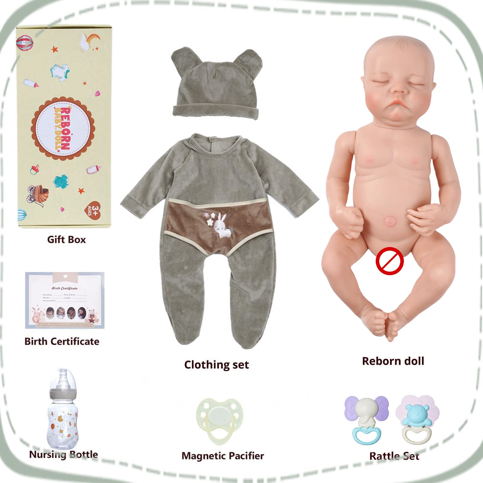 BABESIDE Lifelike Reborn Baby Dolls Boy - 17-Inch Baby Soft Body Realistic-Newborn Baby Dolls Full Body Vinyl Anatomically Correct Real Life Baby Dolls with Toy Accessories for Kids Age 3 4 5 6 7 +