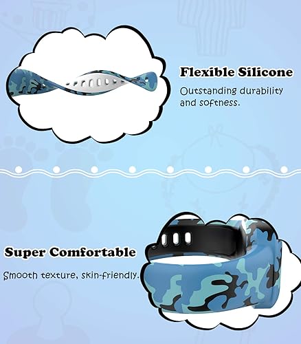 Miniatura 3 de MoKo Paquete de 2 correas compatibles con Garmin Vivofit JR 3 Tracker, correa de repuesto ajustable con patrón de impresión de silicona suave para