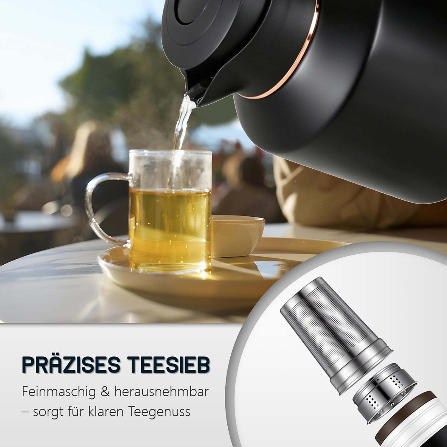 VETIN Caraffa termica con infusore da 1,8 l, in acciaio inox 316, caraffa termica | A prova di perdite, caldo per 24 ore e freddo per 36 ore, per tè, caffè e bevande fredde (manico in plastica)