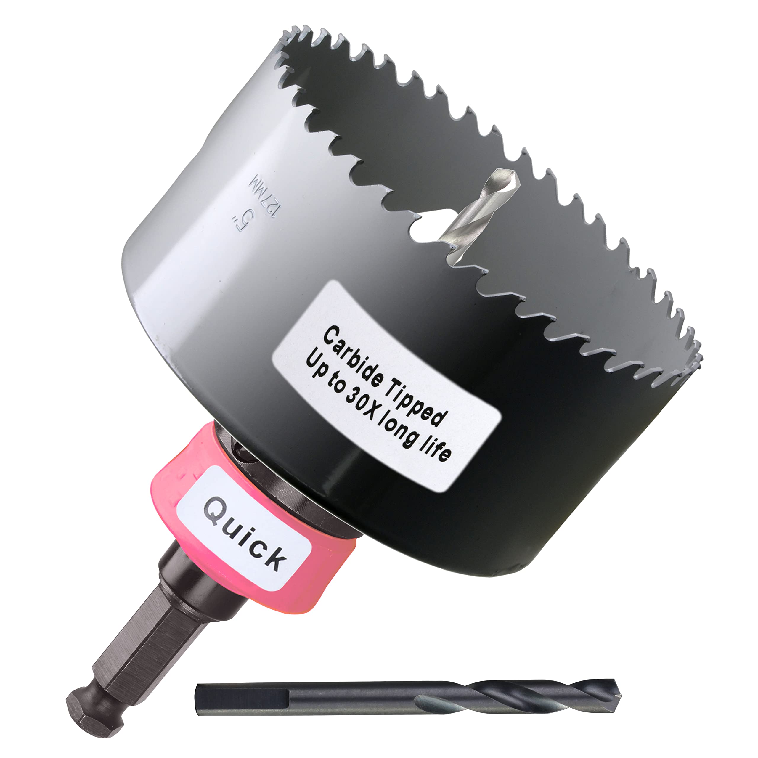 WoWSupM 5 inch Carbide Hole Saw Bit Deep Cutting 2.36” for Multiple Material Hardy Plank Nail Embedded Wood Air Brick Up to 30X Longer Life