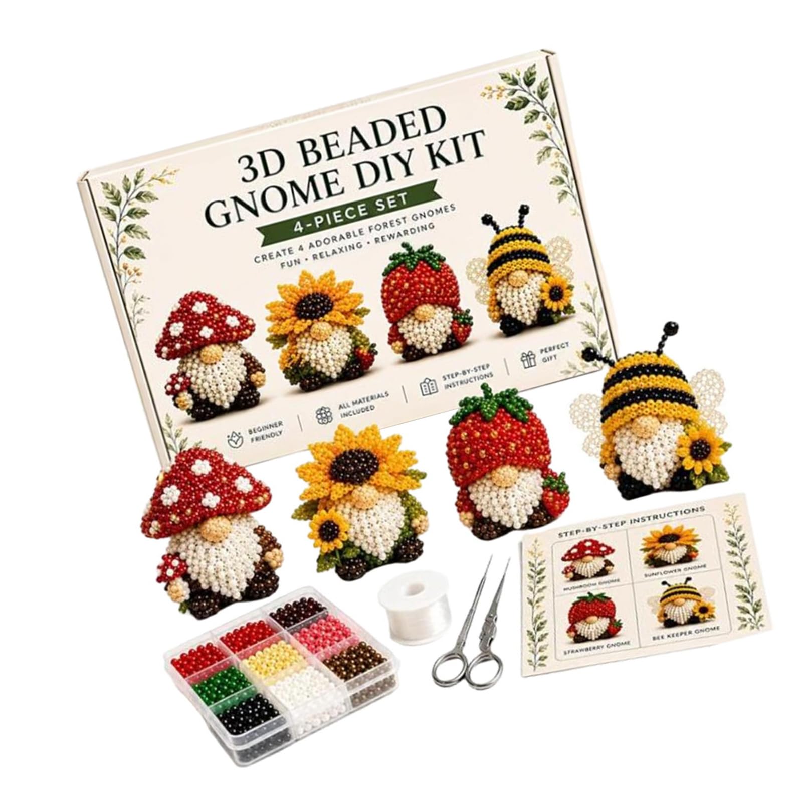 carotoe Holiday Craft Activity Set, 3D Beaded Figure Project for Shared Crafting and Tabletop Display Decor At Home Use Creative Set
