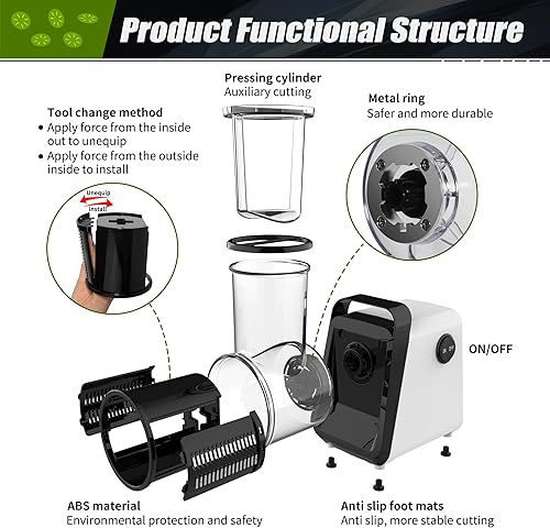 Miniatura 5 de Cortador eléctrico de verduras, rebanador de alimentos, rallador de queso, accesorio de cocina, 5 funciones útiles como rebanadas, rebanadas