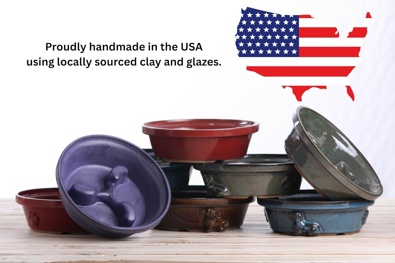 Willow Ceramics Slow Feeder Dog Bowl – Handmade Ceramic Paw & Bone Design, 30.4oz Anti‑Gulp Bowl for Medium to Large Dogs, Dishwasher Safe, Made in USA (Dark Honey, 8inch)