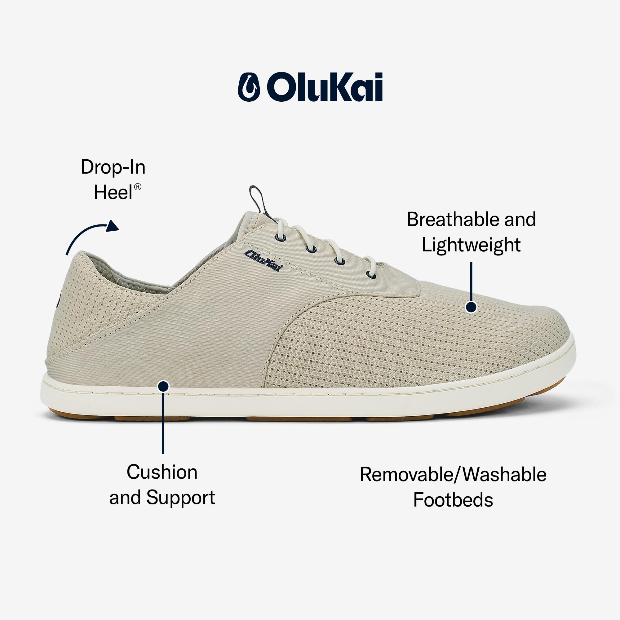 OLUKAI Nohea Moku Men's No Tie Boat Shoes, Breathable & Quick Dry Mesh, Effortless Design & Barefoot Wearability, All-Day Comfort & Support