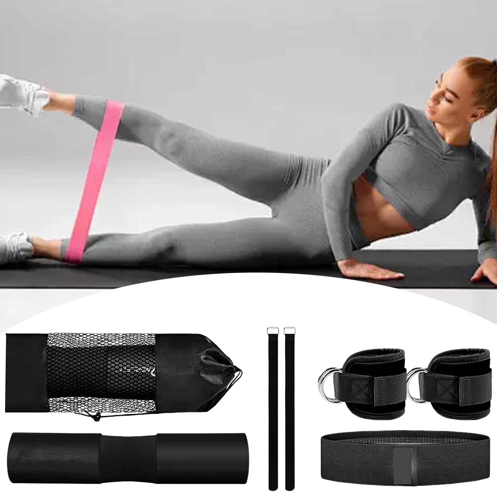 Barbell Pad Für Hüftstoß | Barbell Schulterpolster,Fitness Set Mit Widerstandsbändern Und Knöchelriemen Für Kniebeugen Curls Beintraining Zuhause Bankdrücken