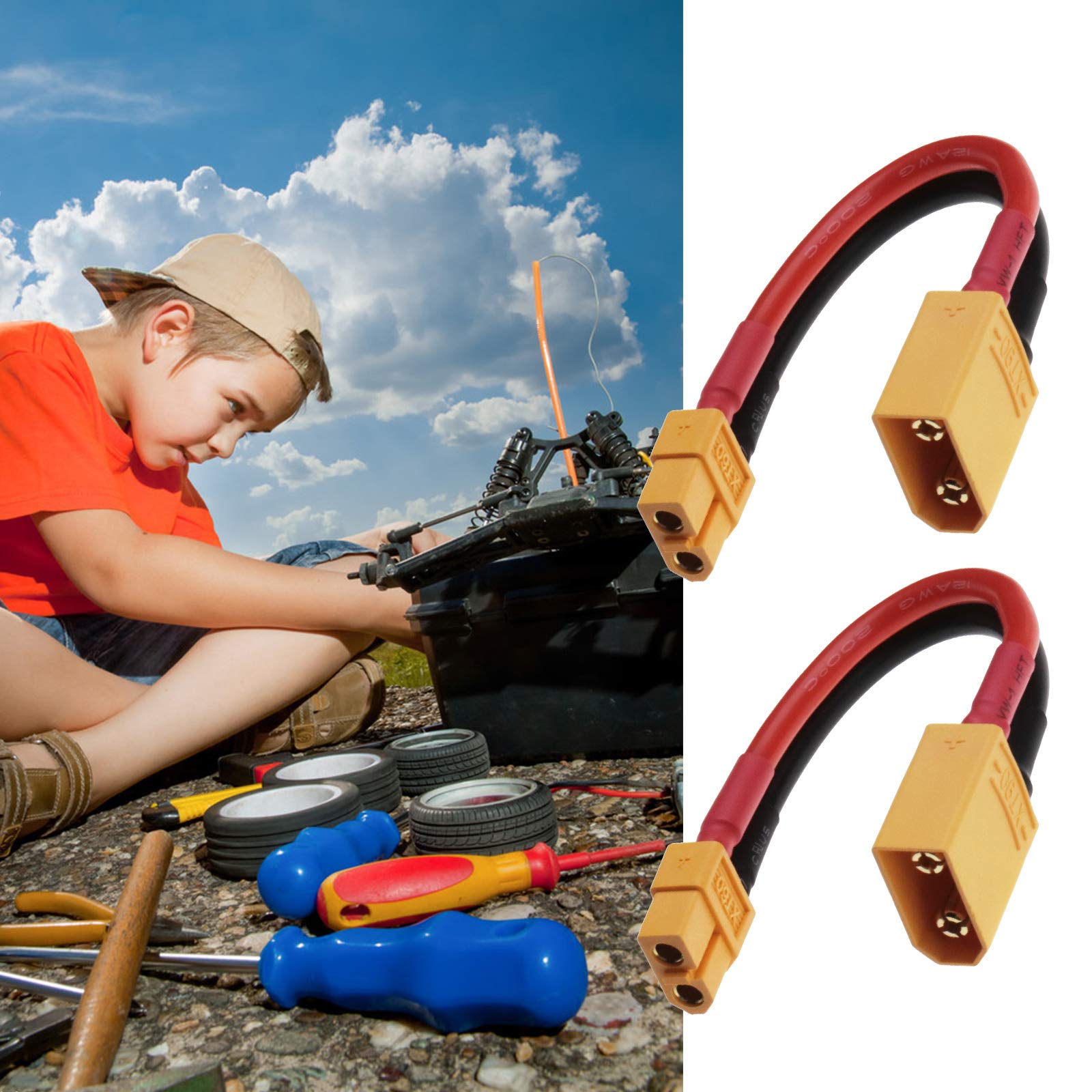 Xiaojikuaipao Lot De 2 Adaptateurs XT60 Femelle Vers XT90 Mâle, Convertisseur De Connecteur De Batterie LiPo RC, Poids Et Design Compact, Facile à