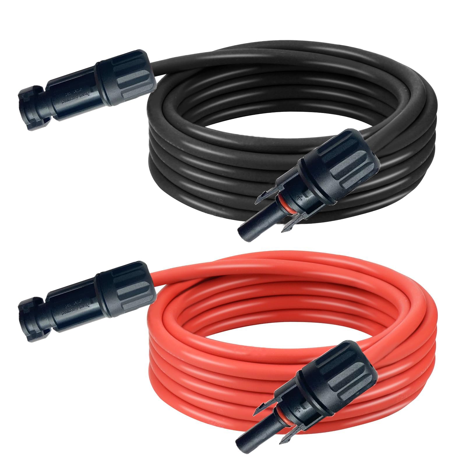Kabel solarny 4 mm², 5 m, przedłużacz solarny z wtyczką solarną, kabel PV czerwony/czarny, kabel fotowoltaiczny, cynowana miedź, oznaczony, do instalacji solarnych PV