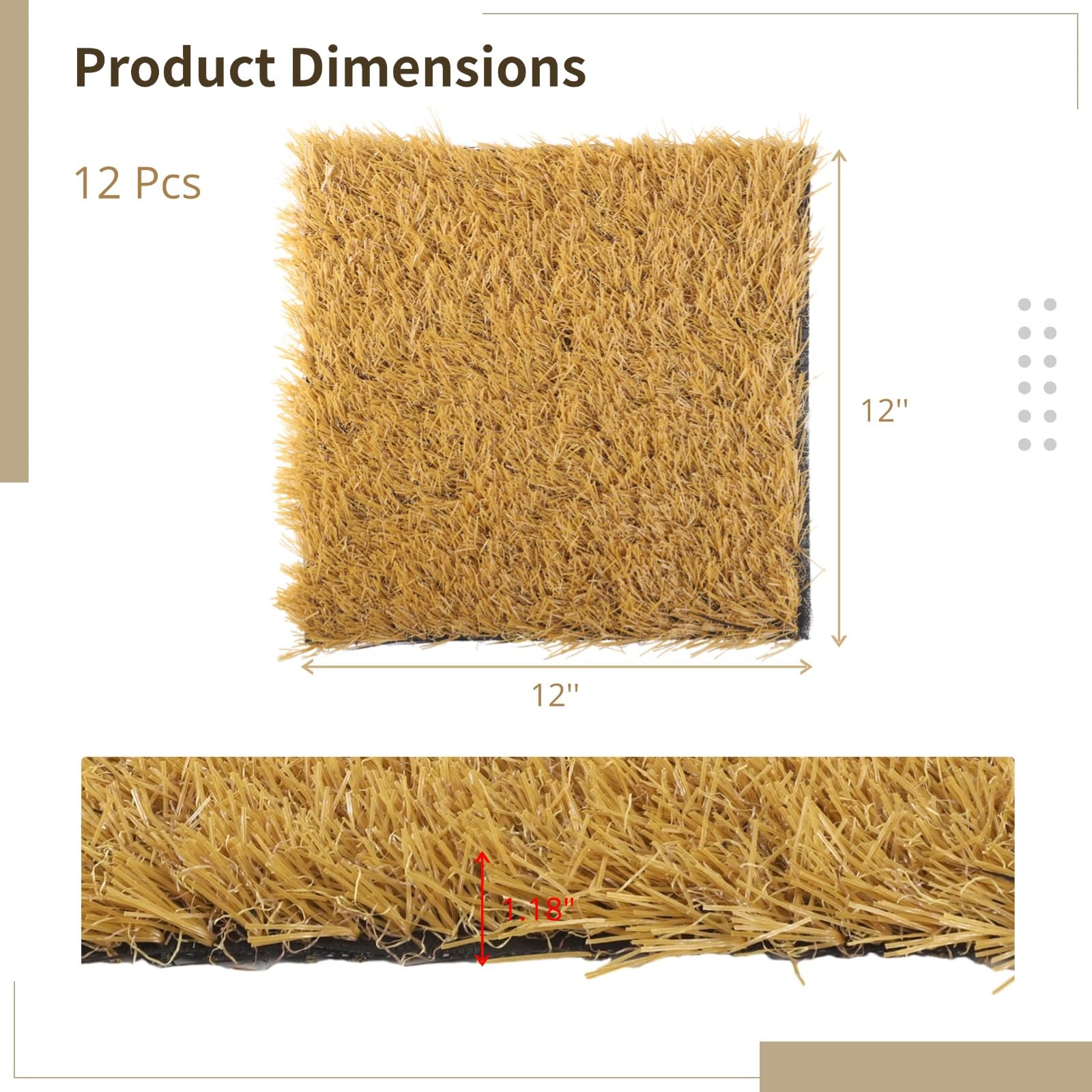 Generisch 12 almohadillas para nido de pollos, 30,5 x 30,5 cm, césped artificial, lavables, para suelo de establo, alfombra de césped para gallineros, para interior y exterior, decoración del suelo