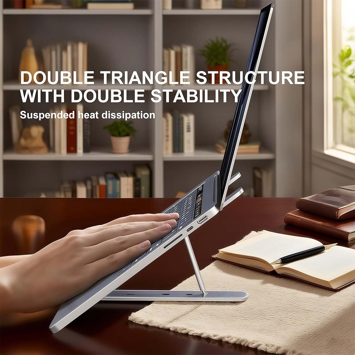 Foldable Laptop Stand with Aluminum Alloy Construction Portable Notebook Holder with Adjustable Height Ergonomic Computer Stand for Office — view 4