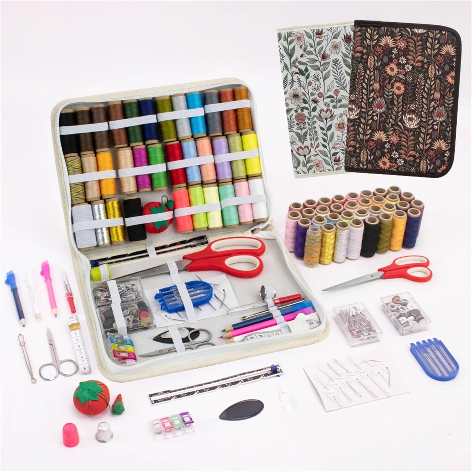 Kit da cucito da viaggio, 1 set di attrezzi da cucito multifunzione e accessori, kit completo da cucito per trapuntatura, cucito, ricamo, scatola da cucito per principianti e professionisti