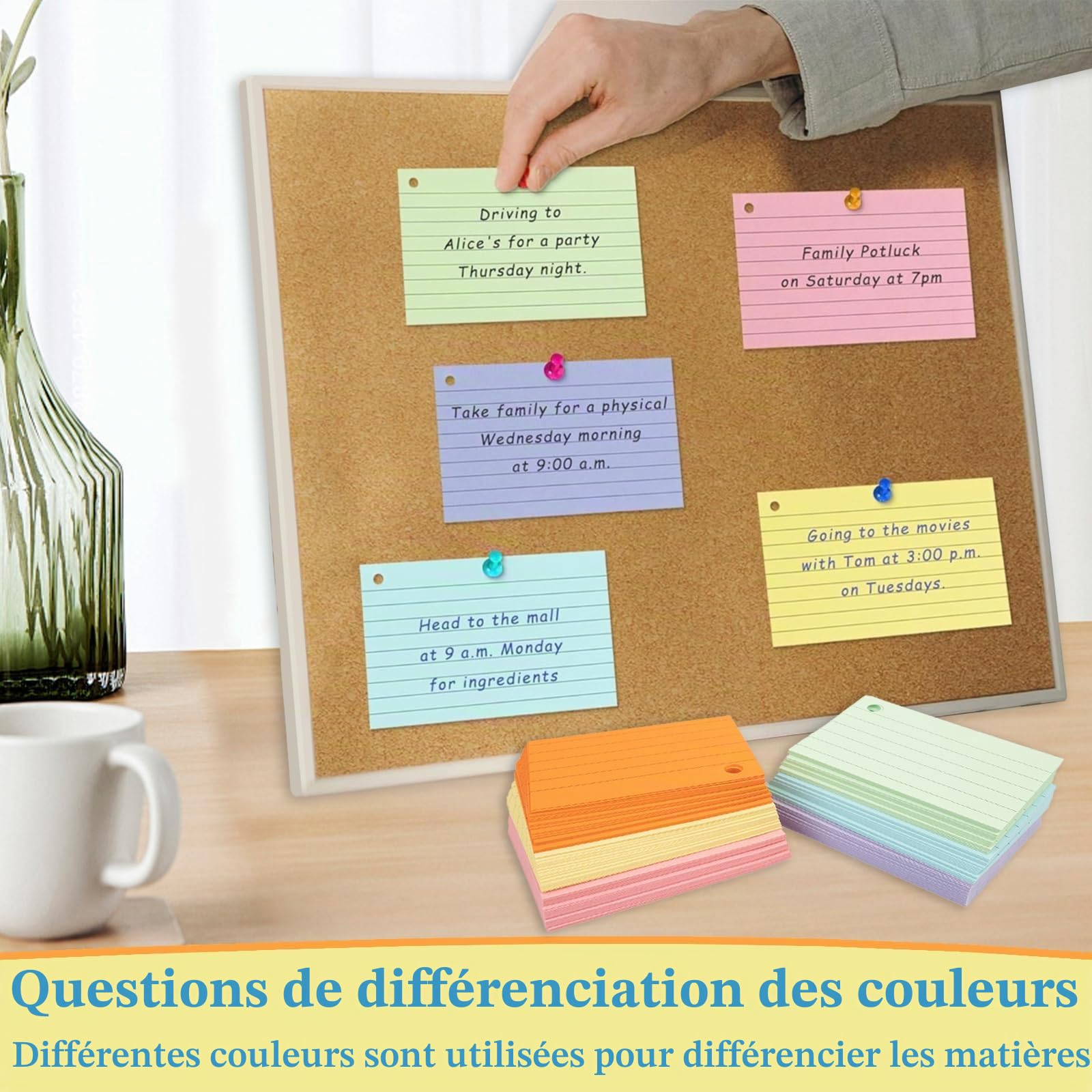 A8 Flashcard 600Pcs Lignées Flashcards avec Anneau Cartes de Vocabulaire pour Apprentissage