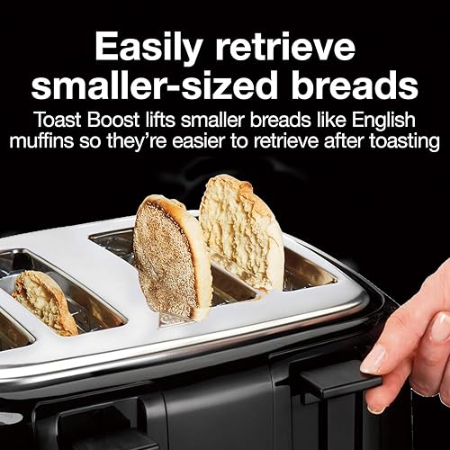 Miniatura 4 de Proctor Silex 4 Slice Toaster with Extra Wide Slots, Black (24215PS) & Elite Gourmet EKT1001 Electric BPA-Free Glass Kettle, Black, 1L