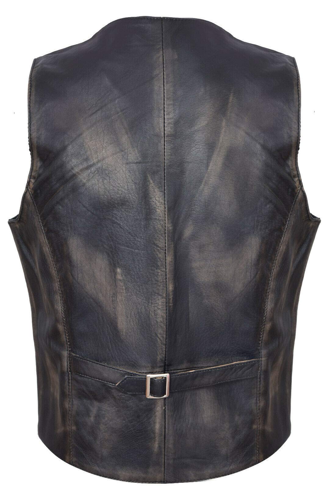 Gli Uomini Liscia Capra Scamosciata Smart in Pelle Nero Gilet