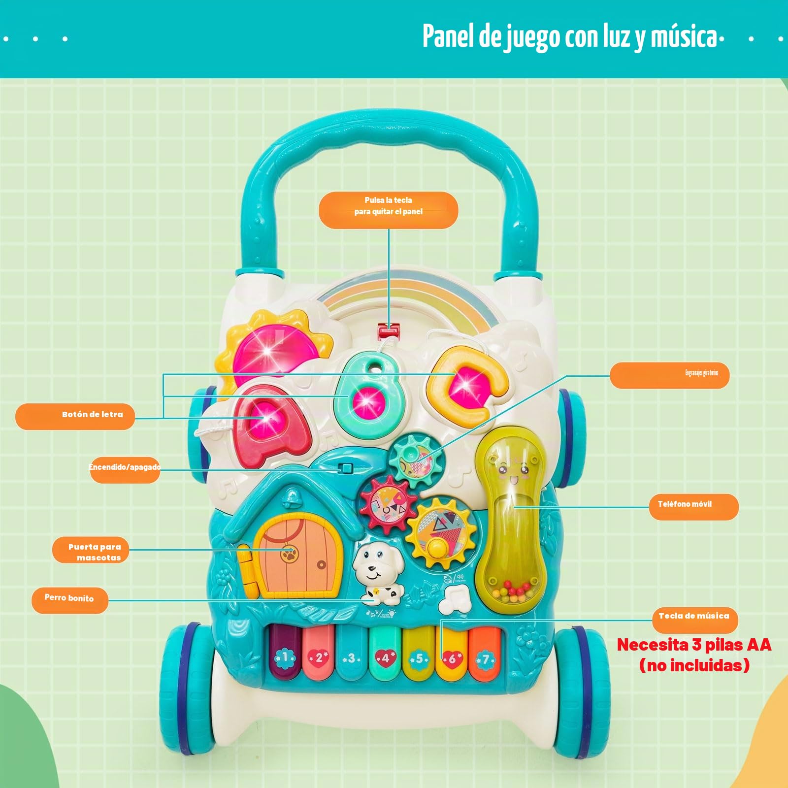 Andador Bebés 6-12 Meses| Correpasillos Bebe| Caminador Bebe 3 en 1 con Musical y Velocidad Regulable| Centro de Actividades| Mesa de Entretenimiento| Juguetes Regalo Para Bebés