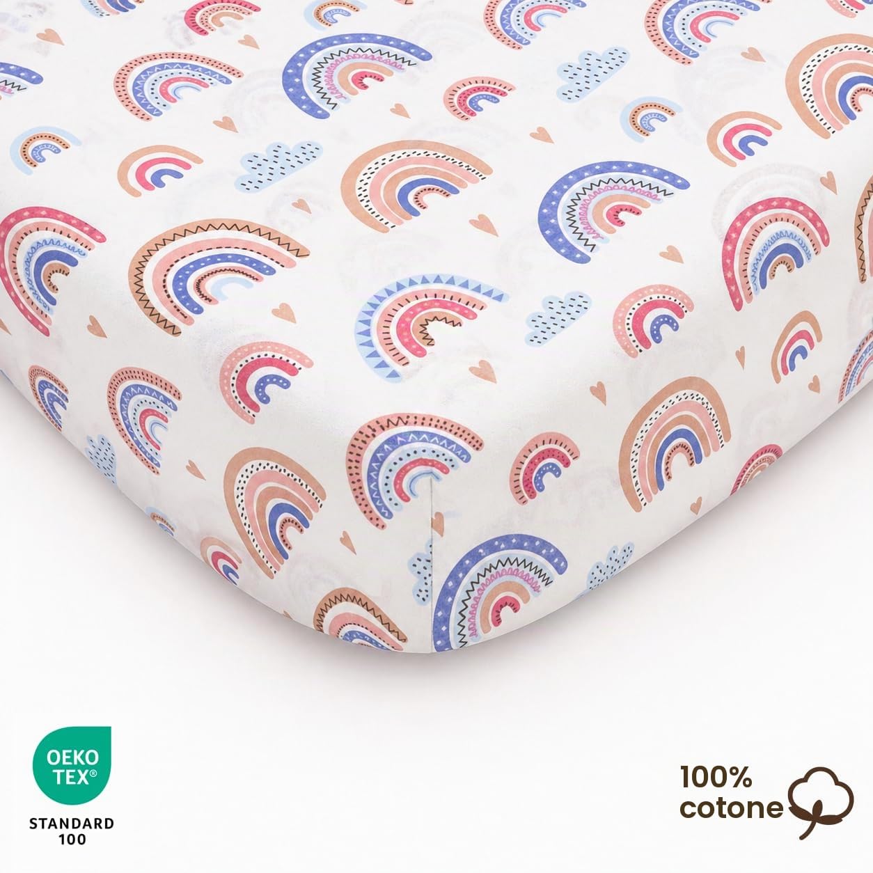 Lenzuola Next to Me 2PZ 100% Cotone 83 x 50 cm Arcobaleno