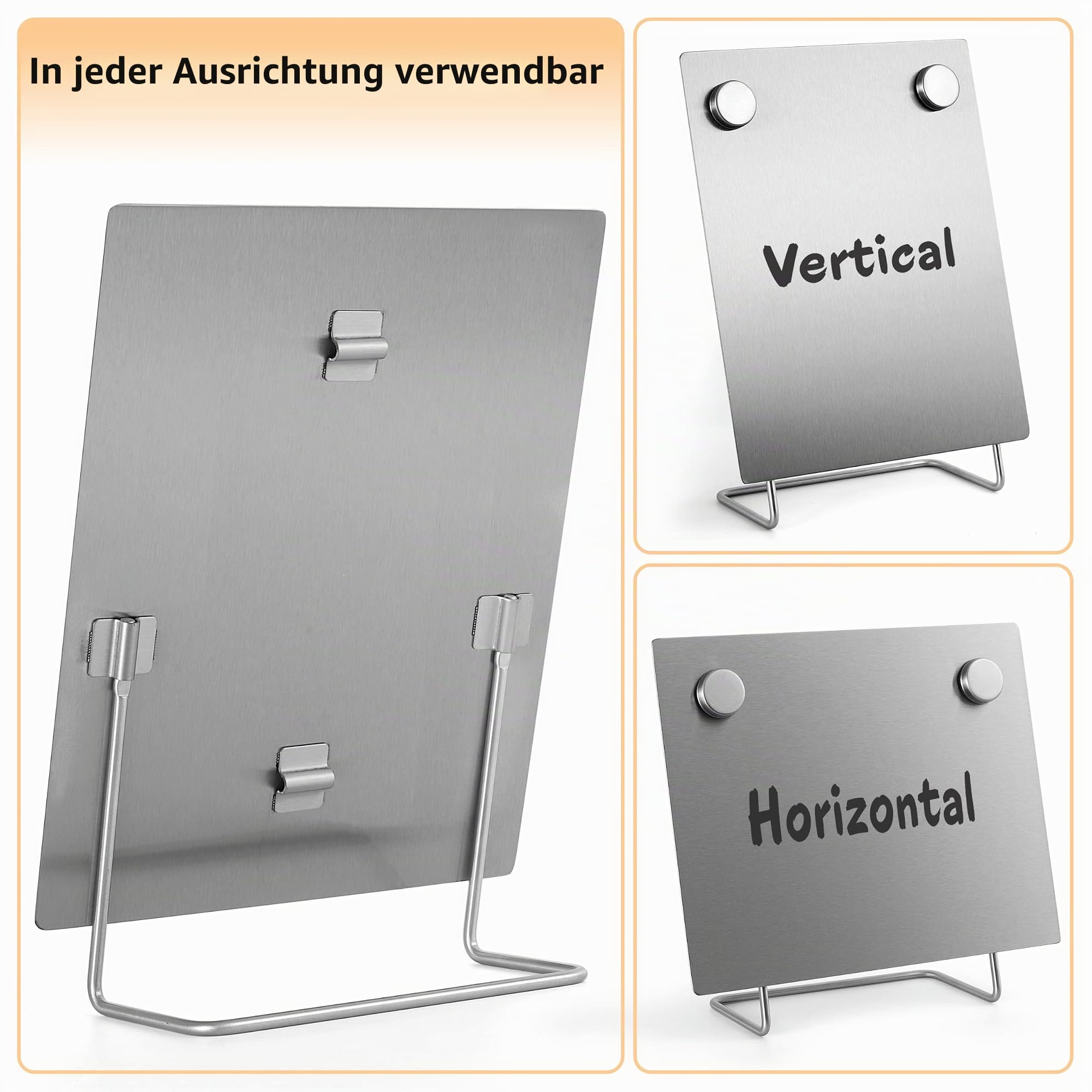 Magnetische Pinnwand mit Ständer - Kleine trocken abwischbare Memo Board - Tischplatte Metall Staffelei für Magnet Display - 10x8 Zoll + 2 Magnete