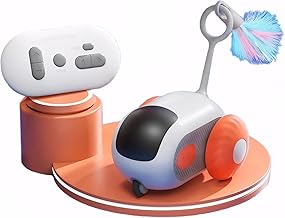 SilqueSense Smart Electric Cat Toy - Speedy Chase 2.0 | Remote-Controlled Self-Play Interactive Cat Toy Ball for Indoor Kitten & Adult Cats, Stimulating Automatic Enrichment Toys (Orange)