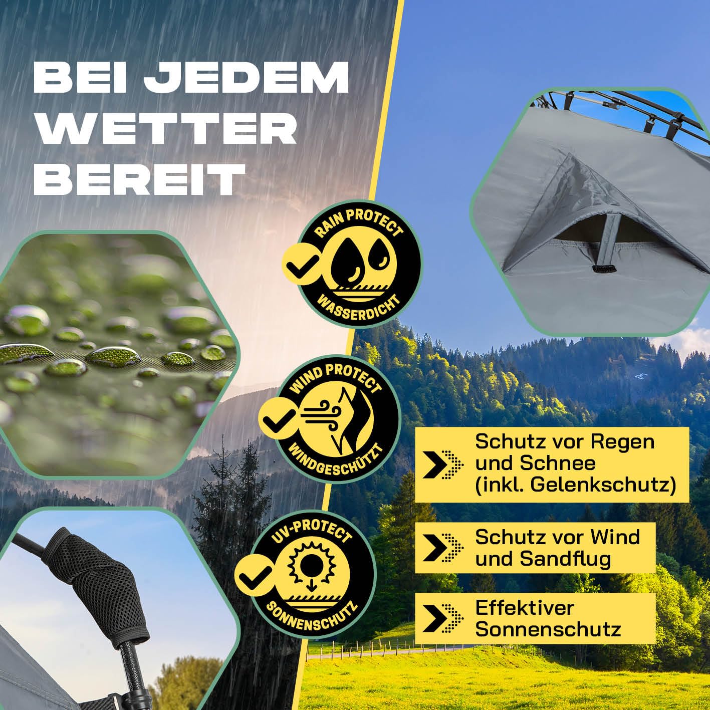 LUMALAND Tenda da doccia di alta qualità + doccia da campeggio con batteria, ideale per campeggio, festival e pesca, impermeabile e antivento, tenda per WC per interni ed esterni, con doccia esterna e