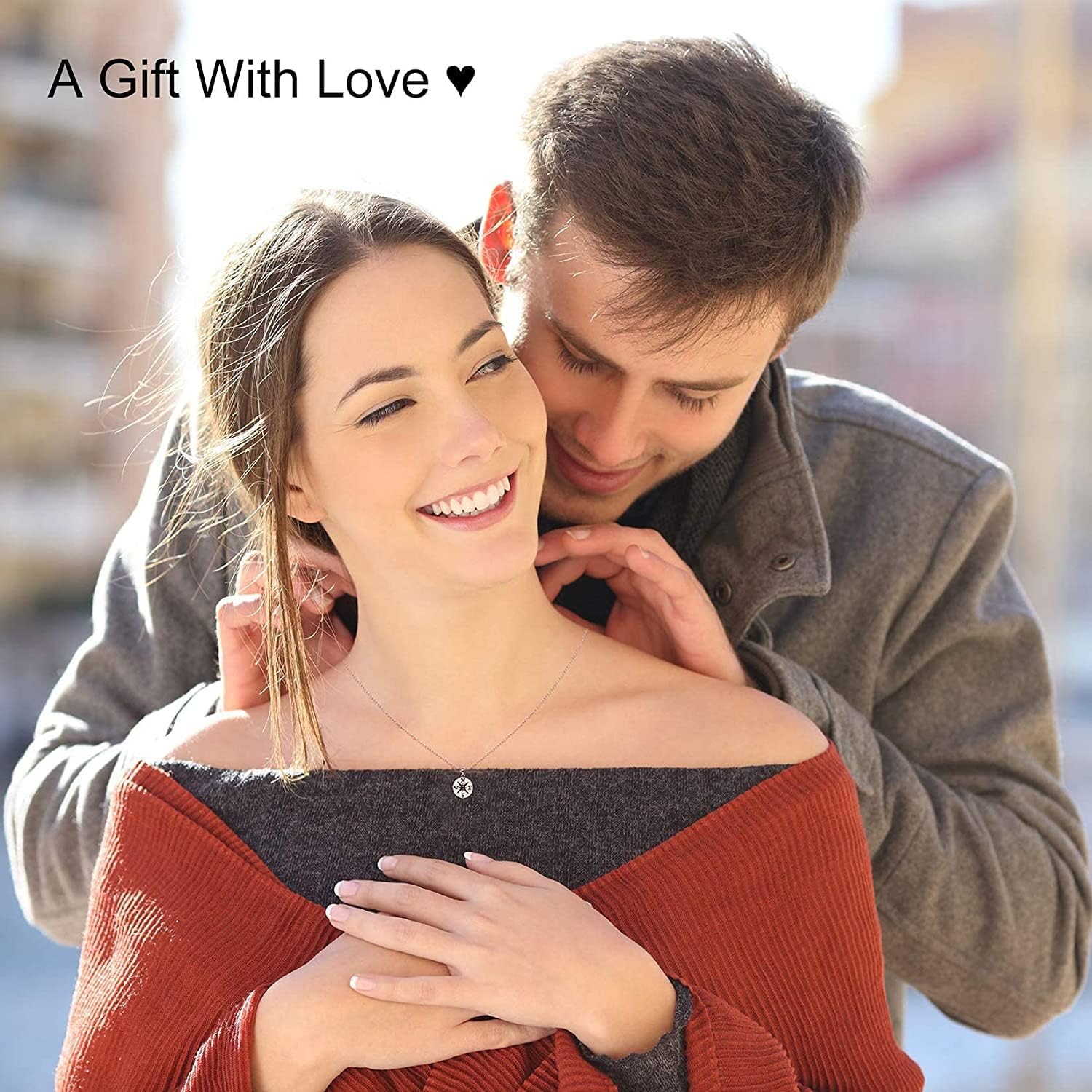 LANG XUAN Friendship Anchor Compass Necklace Good Luck Elephant Pendant Chain Necklace with Message Card Gift Card - Image 3