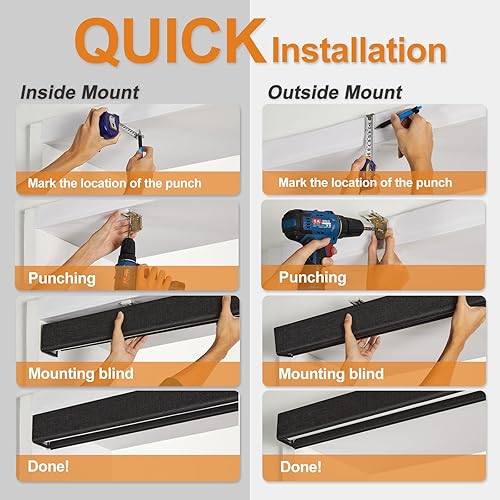 Miniatura 7 de Persilux Persianas inalámbricas de tamaño personalizado para ventanas de interior con cubierta, persianas enrollables opacas, tela aislante térmica,