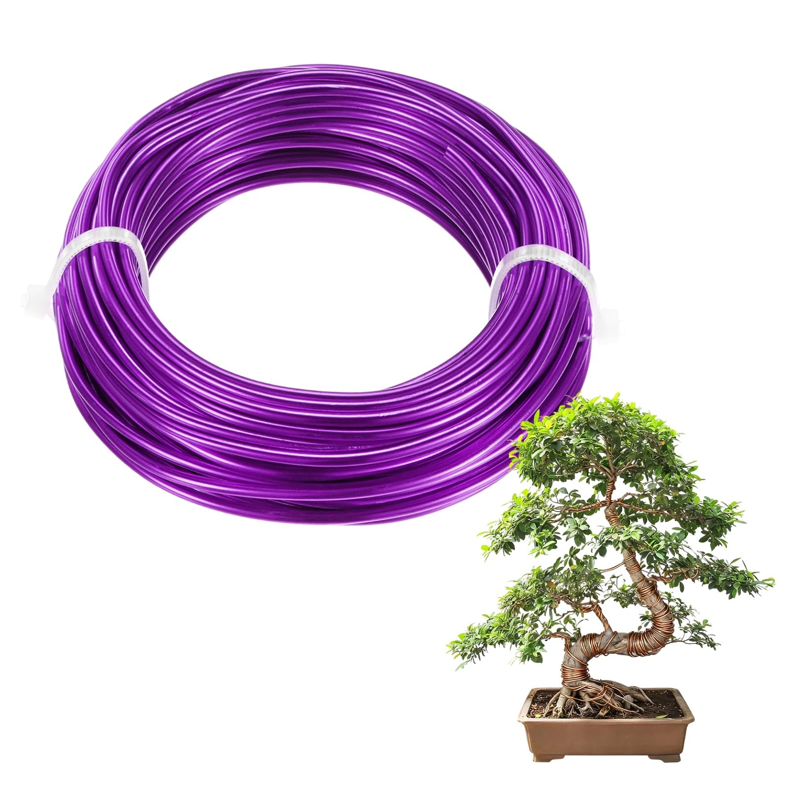 M METERXITY 1-Pack Bonsai Training Wire, 2.5mm x 33ft/10m Anodized Aluminum Bonsai Tree Wire for Gardening Branch/Fine Trunk/DIY Crafting [Purple]